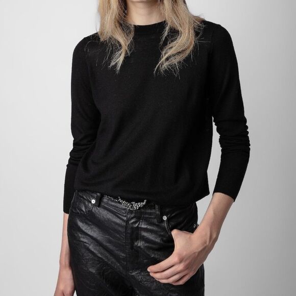 $298 Zadig & Voltaire Emma Open back Black Sweater NEW W FLAW - Picture 2 of 12